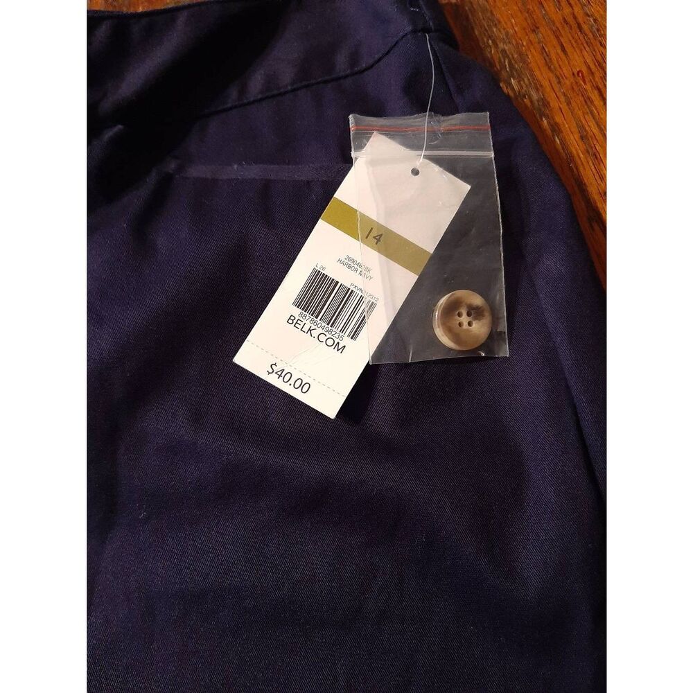 New Size 14 Kim Rogers High Rise Navy Blue Bermuda Length Long Shorts Pocket NWT - Picture 3 of 5